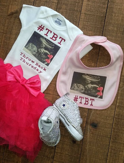 Custom Throwback Thursday Onesie- Personalized Baby Onesie- #TBT Ultrasound Onesie- Baby Shower Gift- Custom Sonogram Onesie- Custom Tshirts