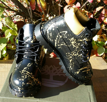 Load image into Gallery viewer, Black and Gold 24K Timberland Boots- Custom Timberlands- Mens- Womens- Kids Timberlands
