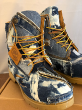 Load image into Gallery viewer, Denim Timberland Boots- Custom Timberlands- Distressed Jeans Timberland Boots- Men&#39;s Timberland Boots- Women&#39;s Timberland Boots- Kids Timbs
