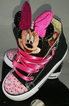 Cargar imagen en el visor de la galería, Girls Custom Converse- Kids Converse- Bling Converse- Minnie Mouse Converse- Paw Patrol- Emoji- Doc Mcstuffins- Birthday Sneakers- Shoes
